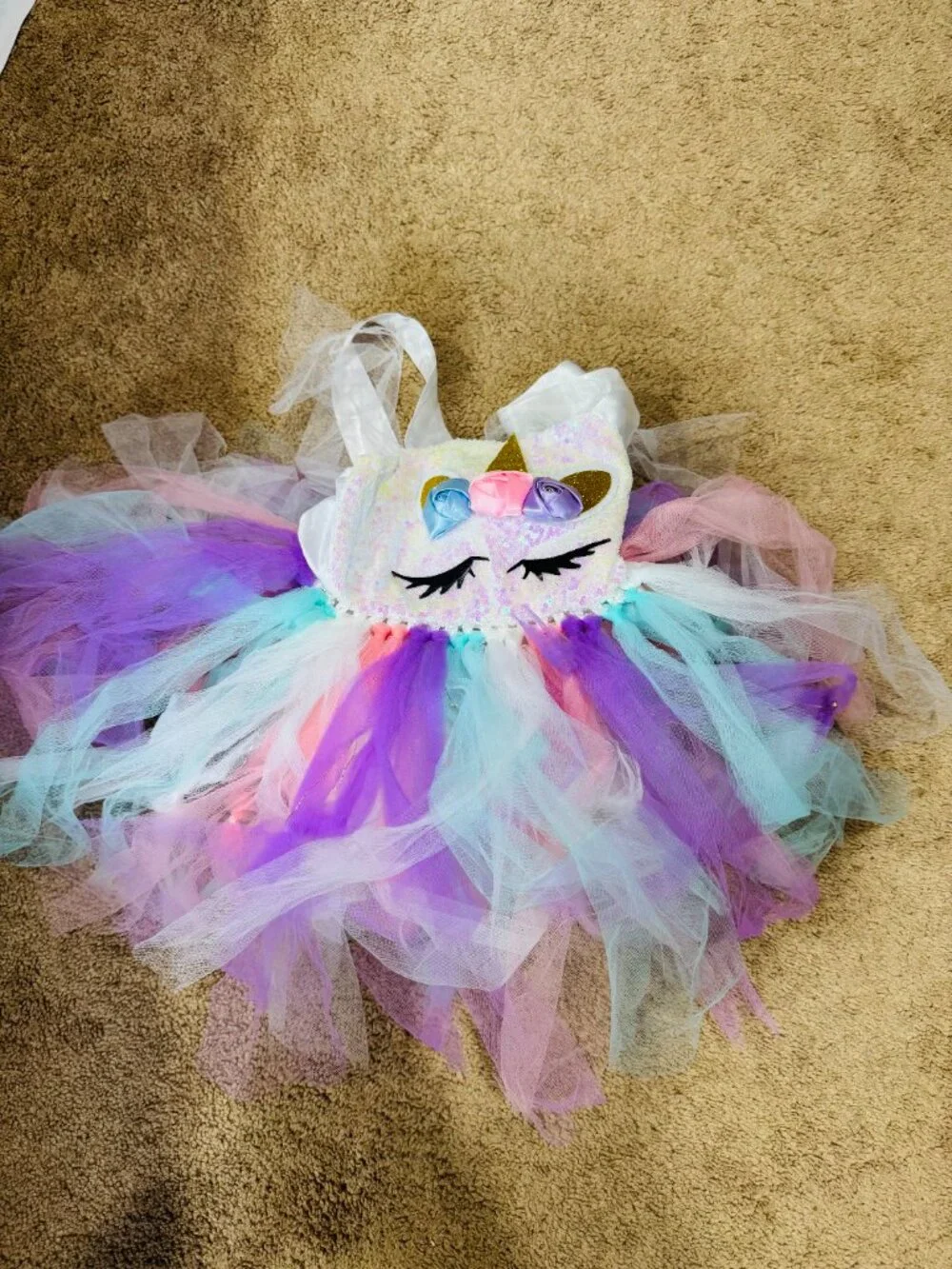 🤍 White Light-Up Unicorn Halloween Costume w/ Wings + Headband | Size: 3T – 4